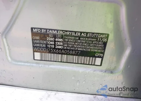 2006 Mercedes-Benz Cls 500 z USA, uszkodzony, nr VIN WDDDJ75X66A058877